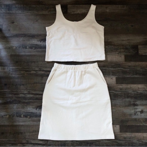 MNRK Dresses & Skirts - French Terry Skirt & Top Set MNRK (small boutique) Cream Medium